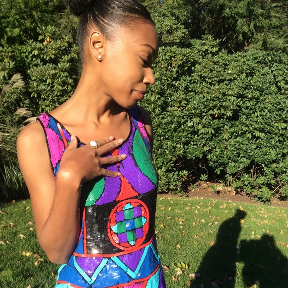 ⬇️ $178 70’s Vintage Club Girl Dress- SILK - Picture 4 of 8